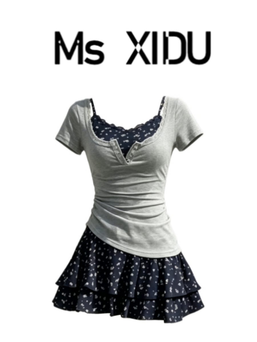 Korean Style A Line Shirt Dress - Set Estivo in Stile Coreano per