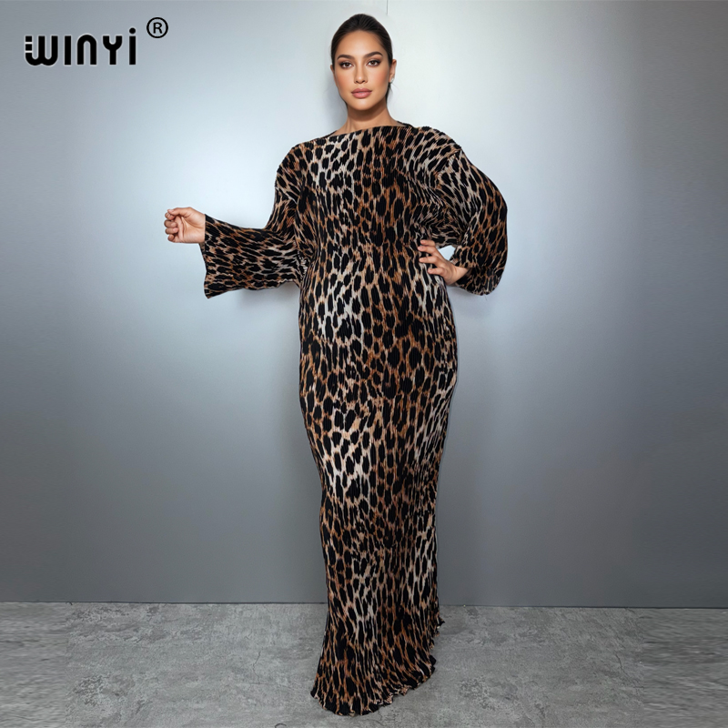 Boho Summer Beach Maxi Dress - WINYI Abito Estivo Plissettato con Elastico,