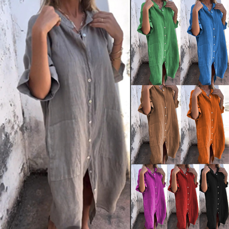 Casual Loose Linen Shirt Dress - Abito chemisier da donna 2026 stile