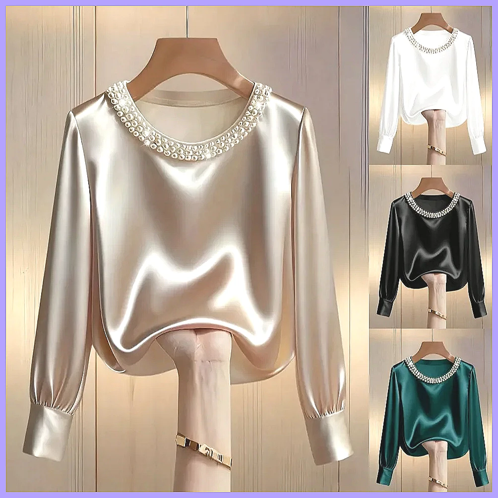 Blouses - Elegante Camicetta in Raso con Perline