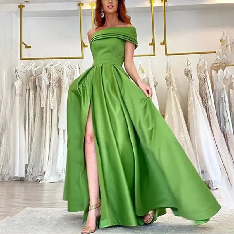 Elegant Satin Evening Gown Split - Elegante abito da sera in raso