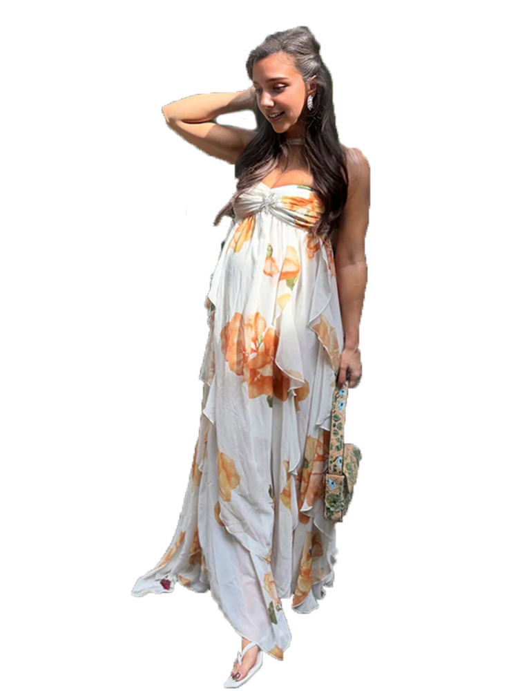 Boho Summer Beach Maxi Dress - Boho Floral Maternità Servizio fotografico Abito