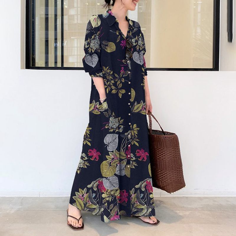 Casual Loose Linen Shirt Dress - Autunno nuovo plus size casual abito