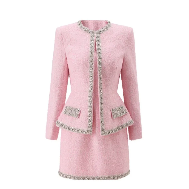 Tweed Two Piece Blazer Dress - Completo Due Pezzi in Tweed Rosa