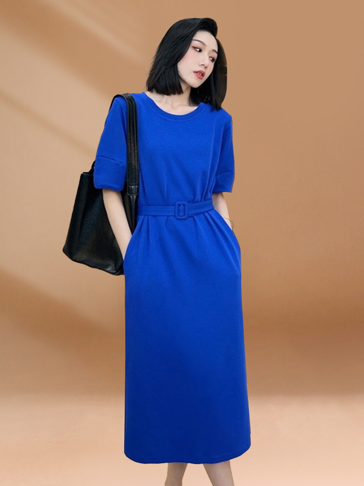 Korean Style A Line Shirt Dress - Abito lungo estivo casual da donna