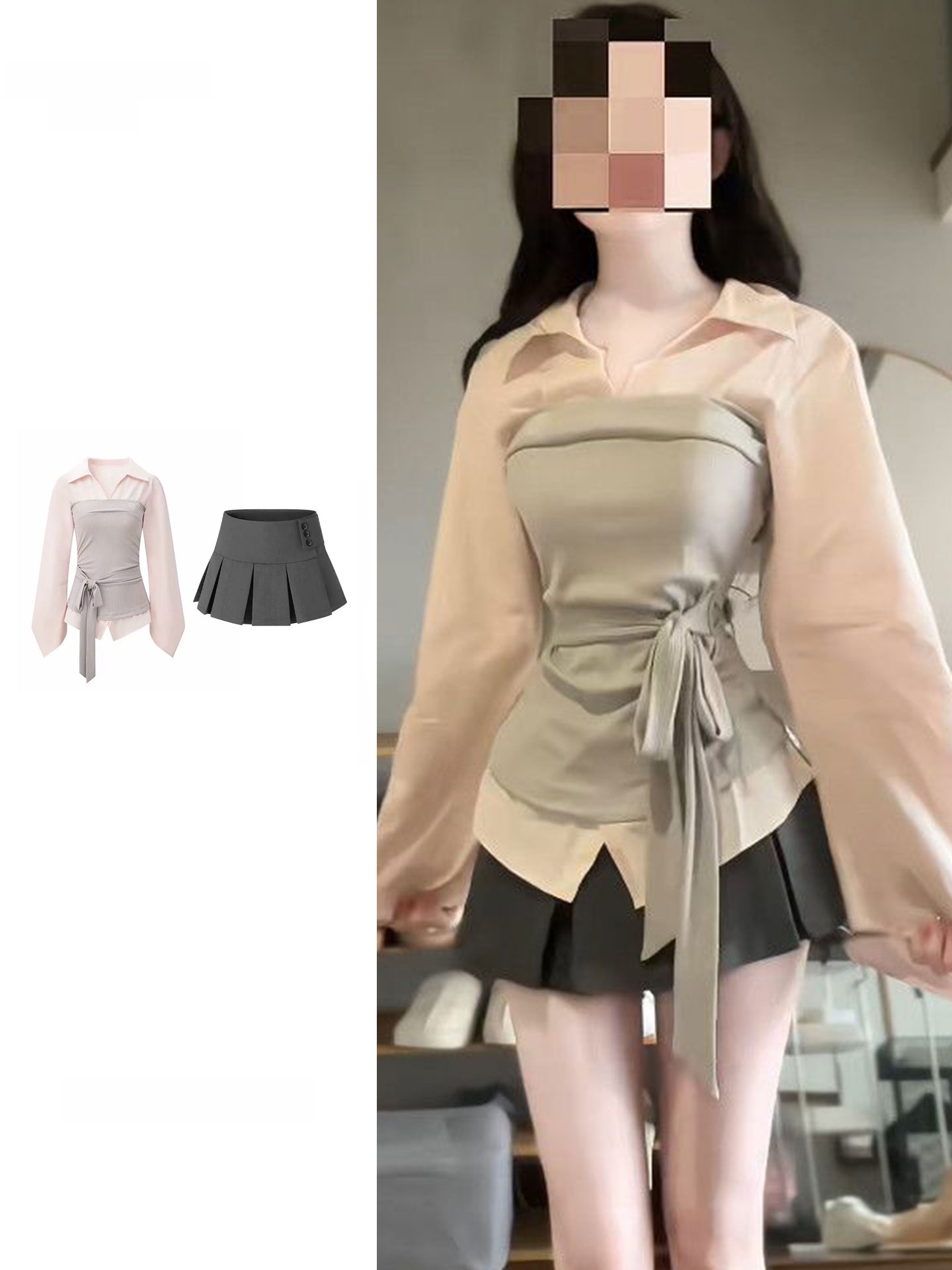 Korean Style A Line Shirt Dress - Completo da donna taglie forti in
