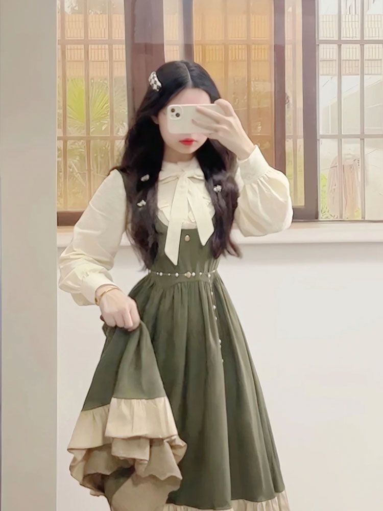 Korean Style A Line Shirt Dress - 2025 Nuovo giapponese coreano Kawaii Preppy