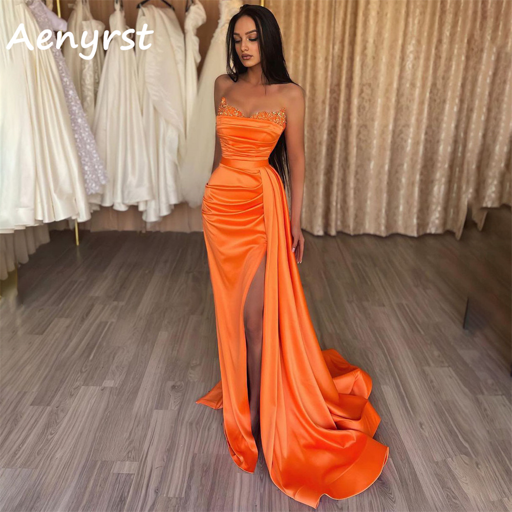 Elegant Satin Evening Gown Split - Aenyrst Abiti da sera eleganti a