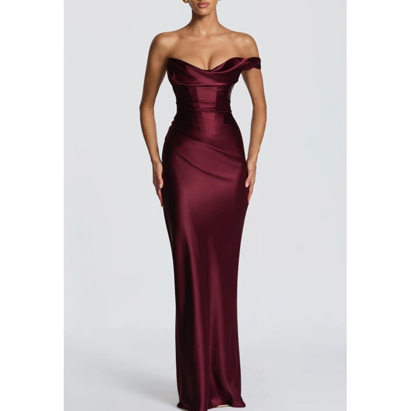 Elegant Satin Evening Gown Split - Abito Elegante in Raso Slim Sexy