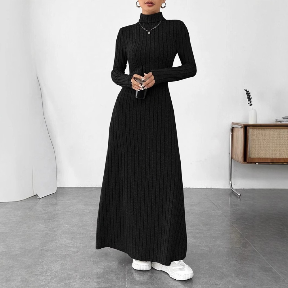 Elegante Abito Autunnale a Col - Bodycon Long Sleeve Ribbed Dress recensione e prezzo