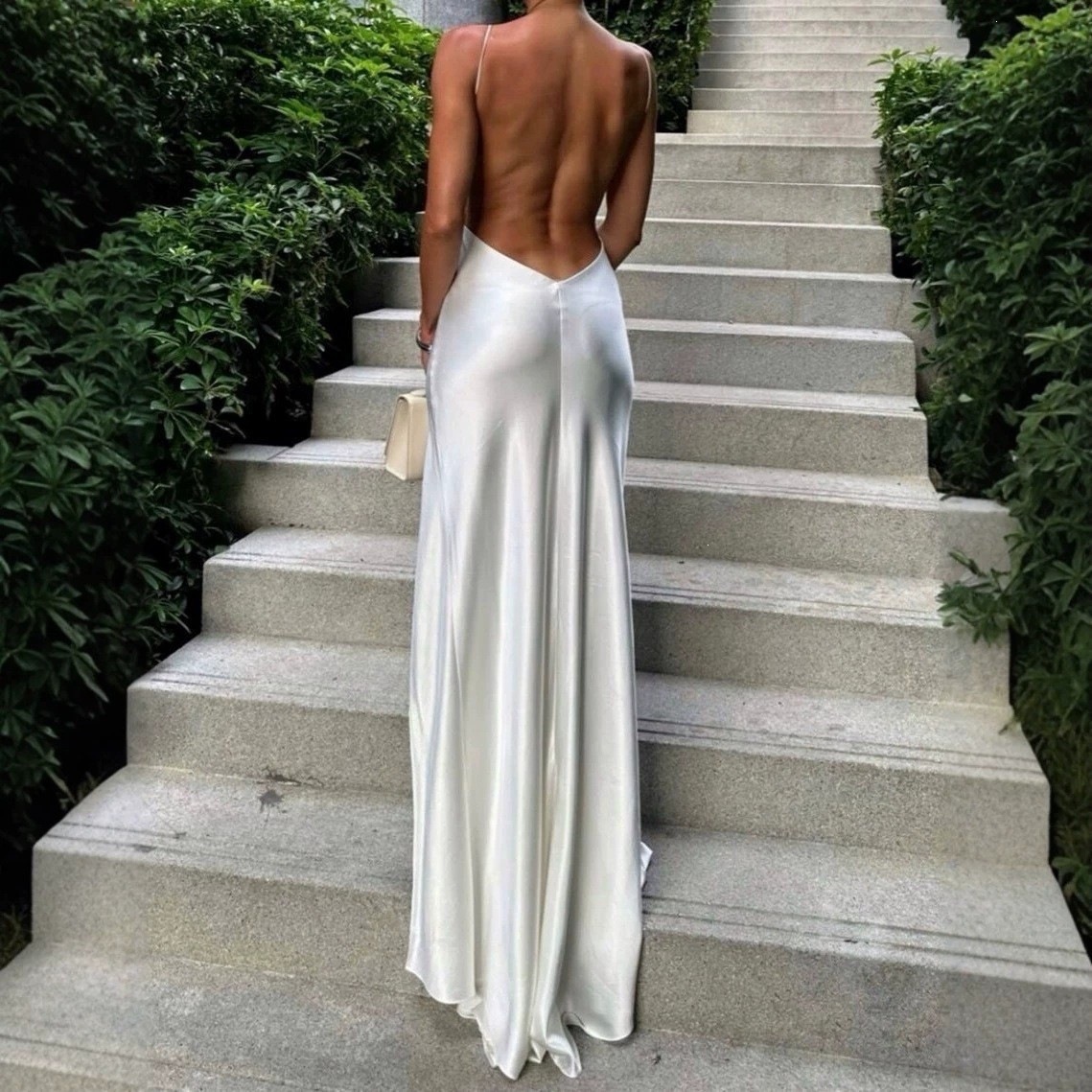 Abito da sera lungo in raso bi - Elegant Satin Evening Gown Split recensione e prezzo