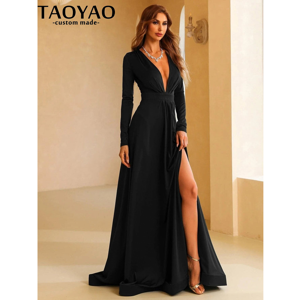 TaoYao Abiti da sera da donna  - Elegant Satin Evening Gown Split recensione e prezzo