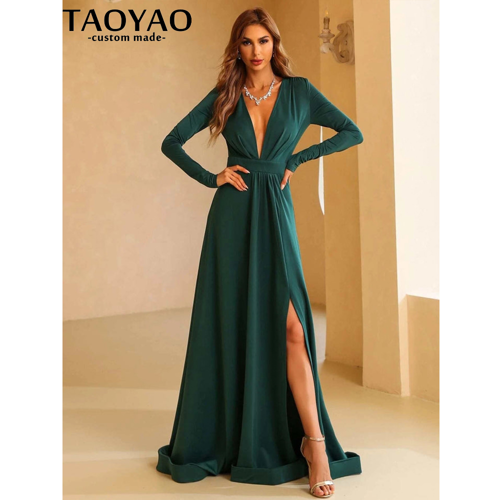 TaoYao Abiti da sera da donna  - Elegant Satin Evening Gown Split recensione e prezzo