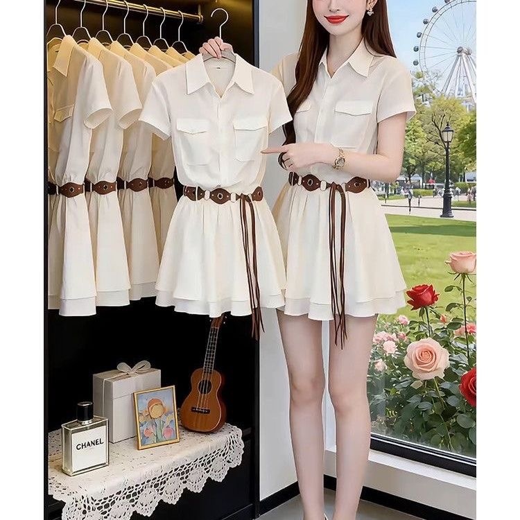 Abito chemisier a maniche cort - Korean Style A Line Shirt Dress recensione e prezzo