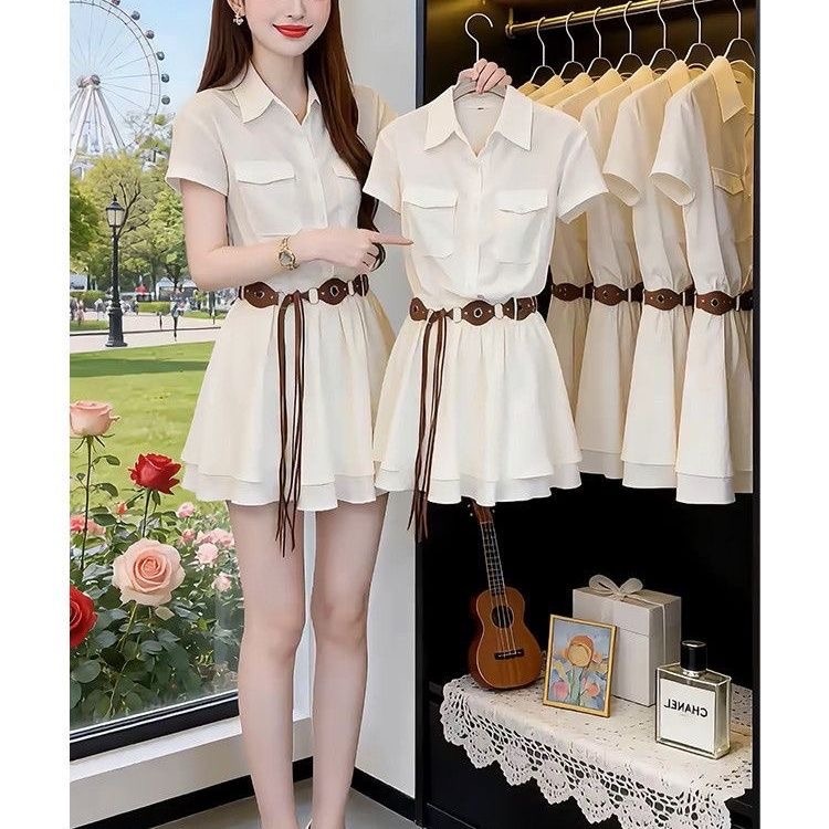 Abito chemisier a maniche cort - Korean Style A Line Shirt Dress recensione e prezzo