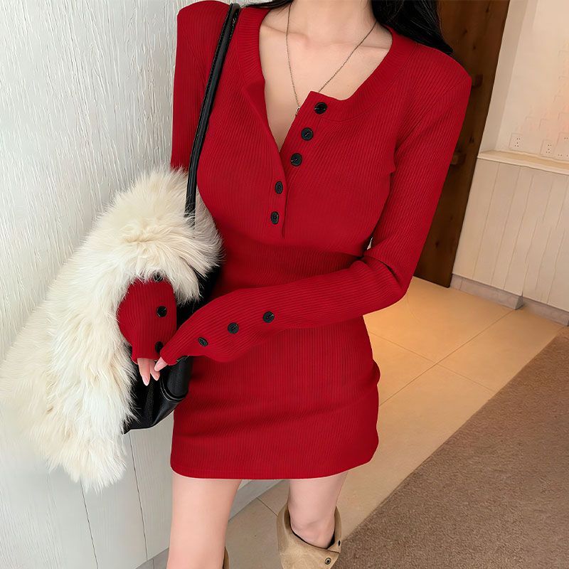 Abiti aderenti in maglia da do - Bodycon Long Sleeve Ribbed Dress recensione e prezzo