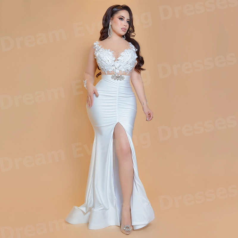 Eleganti Abiti da Sera Bianchi - Elegant Satin Evening Gown Split recensione e prezzo