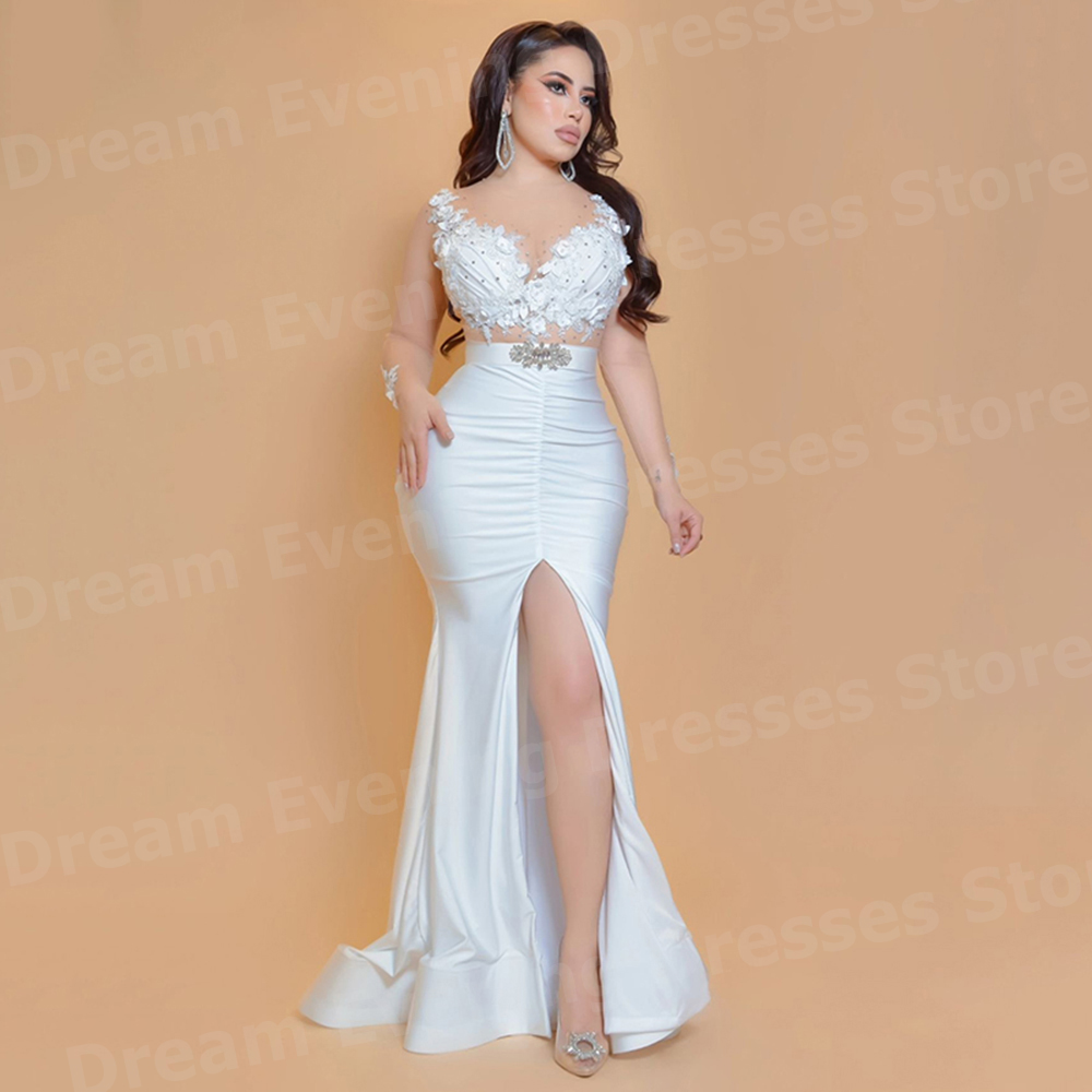 Eleganti Abiti da Sera Bianchi - Elegant Satin Evening Gown Split recensione e prezzo