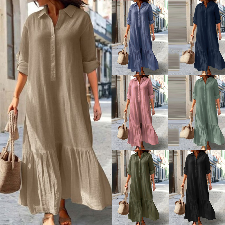 Abito camicia da donna in lino - Casual Loose Linen Shirt Dress recensione e prezzo