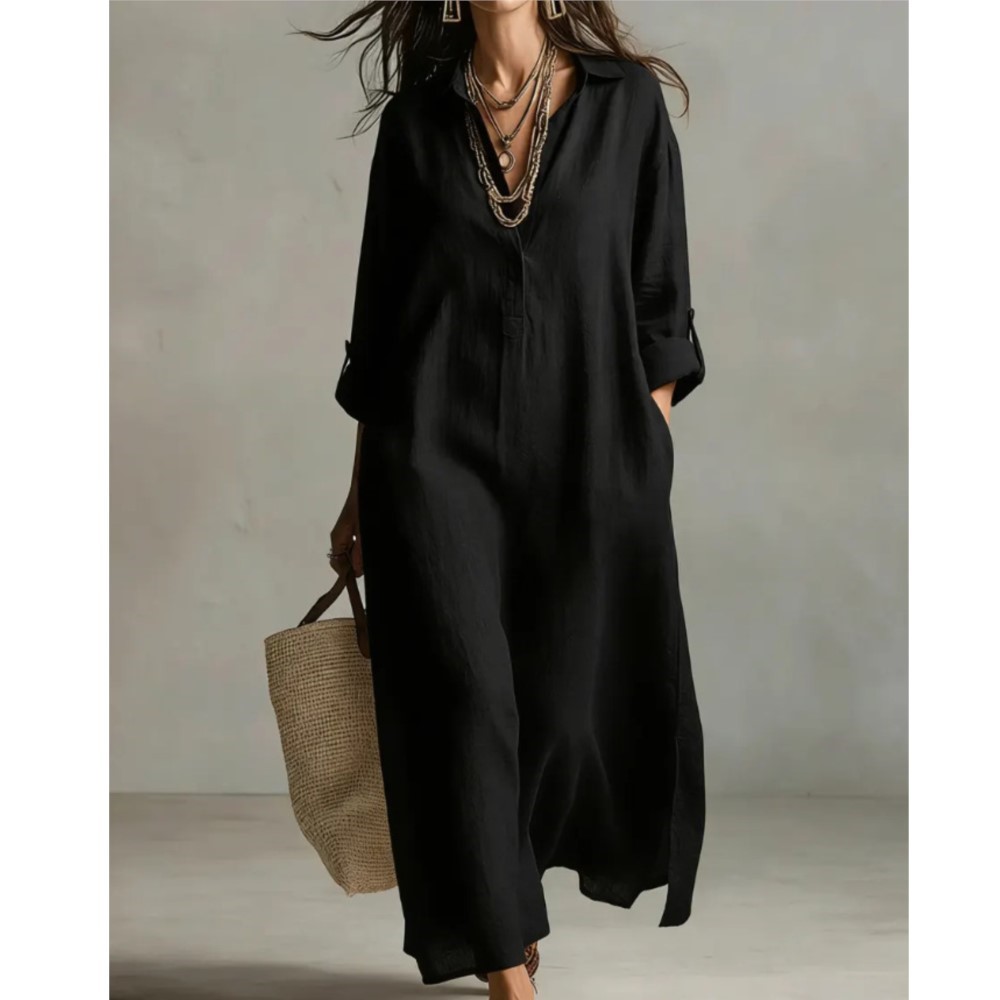 Abito chemisier lungo da donna - Casual Loose Linen Shirt Dress recensione e prezzo