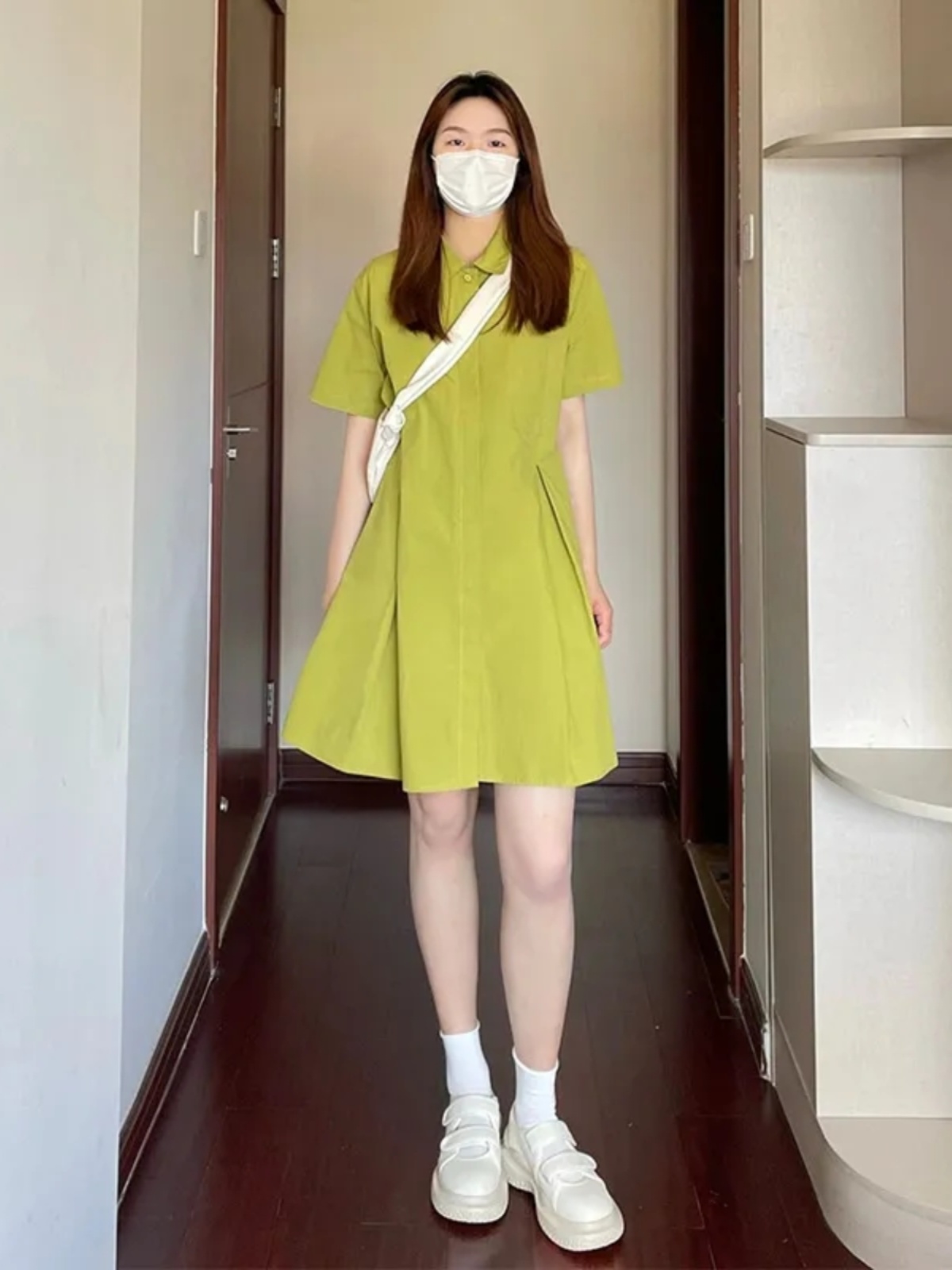 Abito con Colletto Taglie Fort - Korean Style A Line Shirt Dress recensione e prezzo