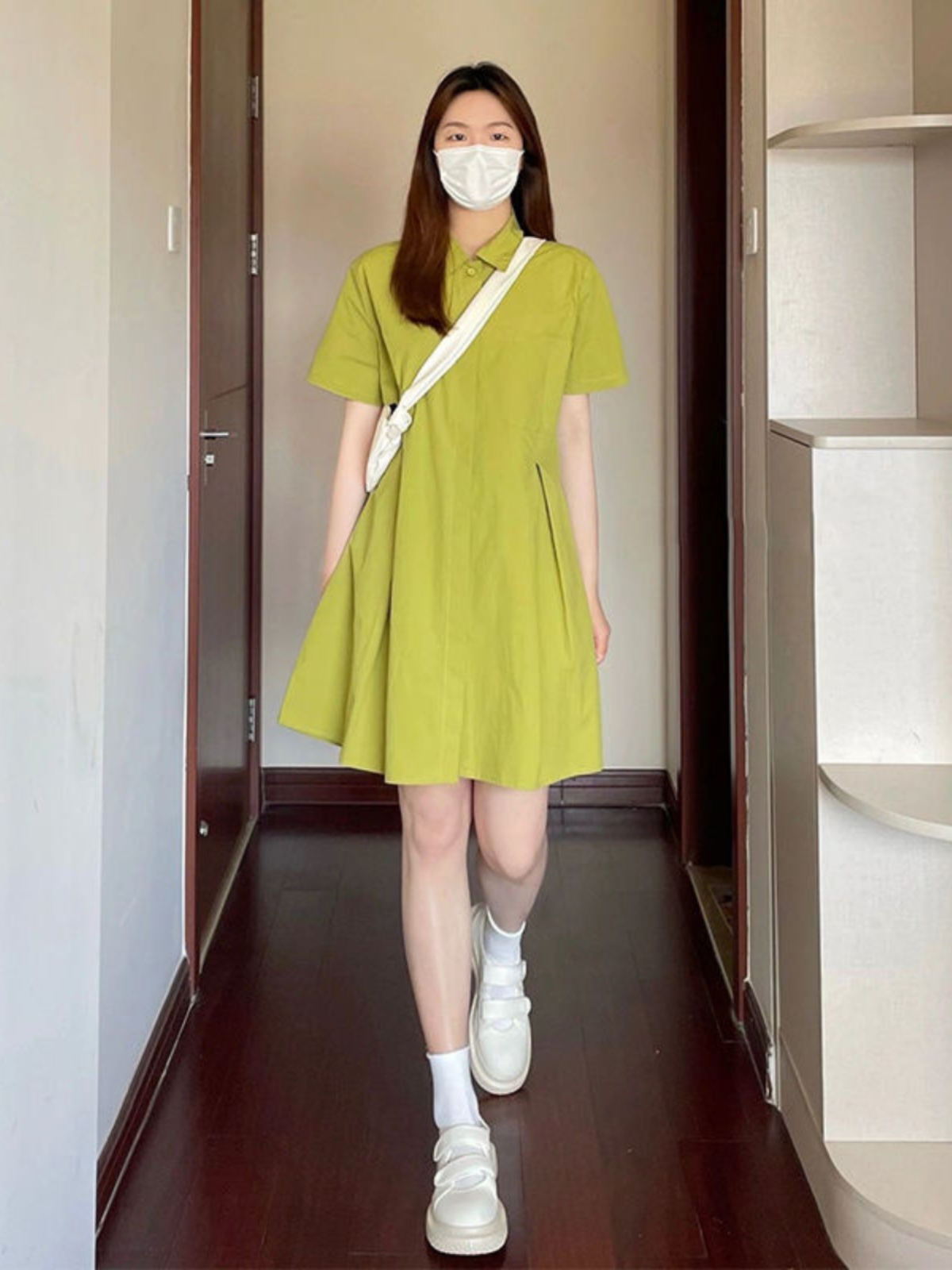 Abito con Colletto Taglie Fort - Korean Style A Line Shirt Dress recensione e prezzo