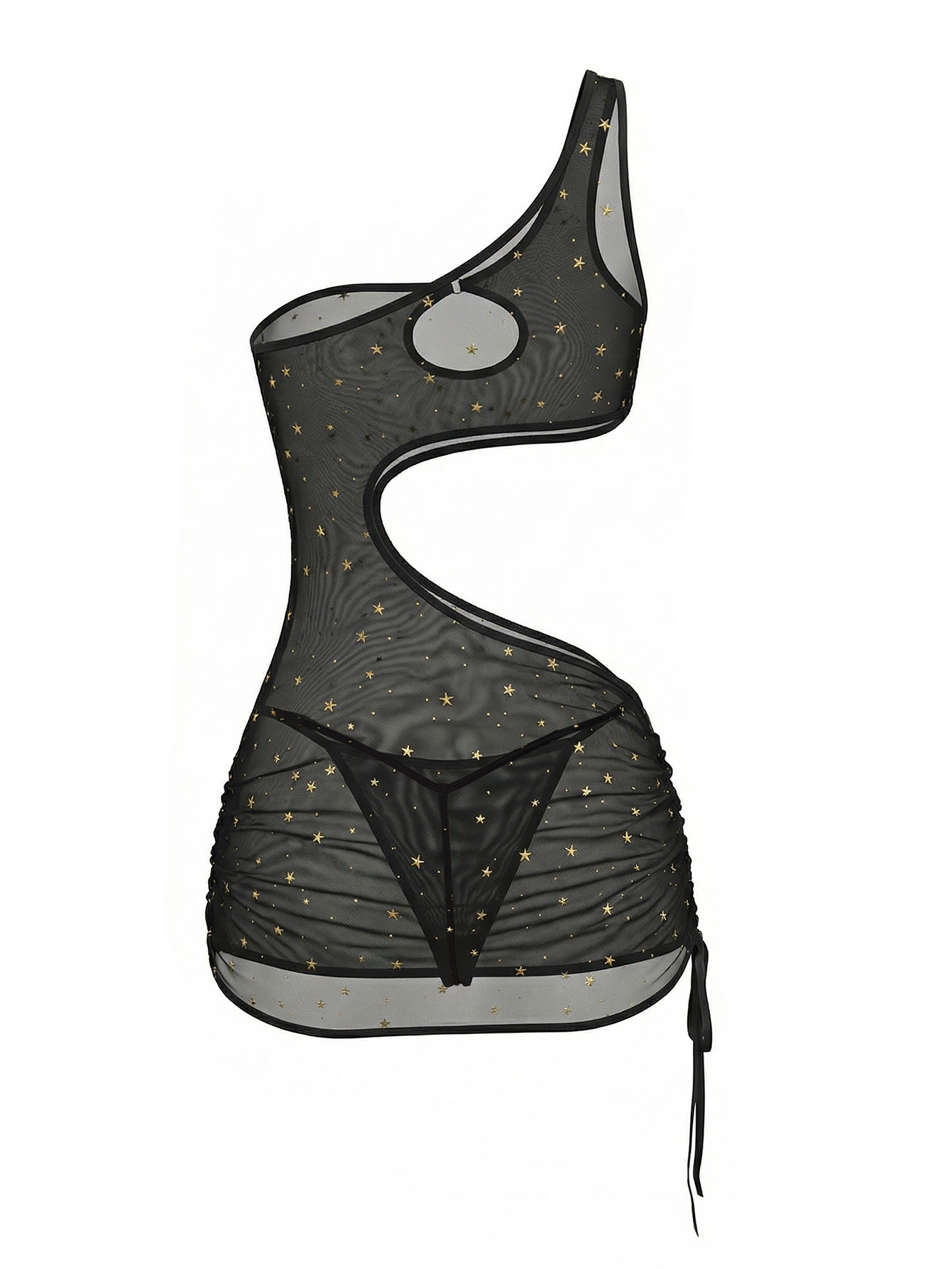 Mini Abito Nero Monospalla con - Sexy Mesh Sheer Bodycon Dress recensione e prezzo
