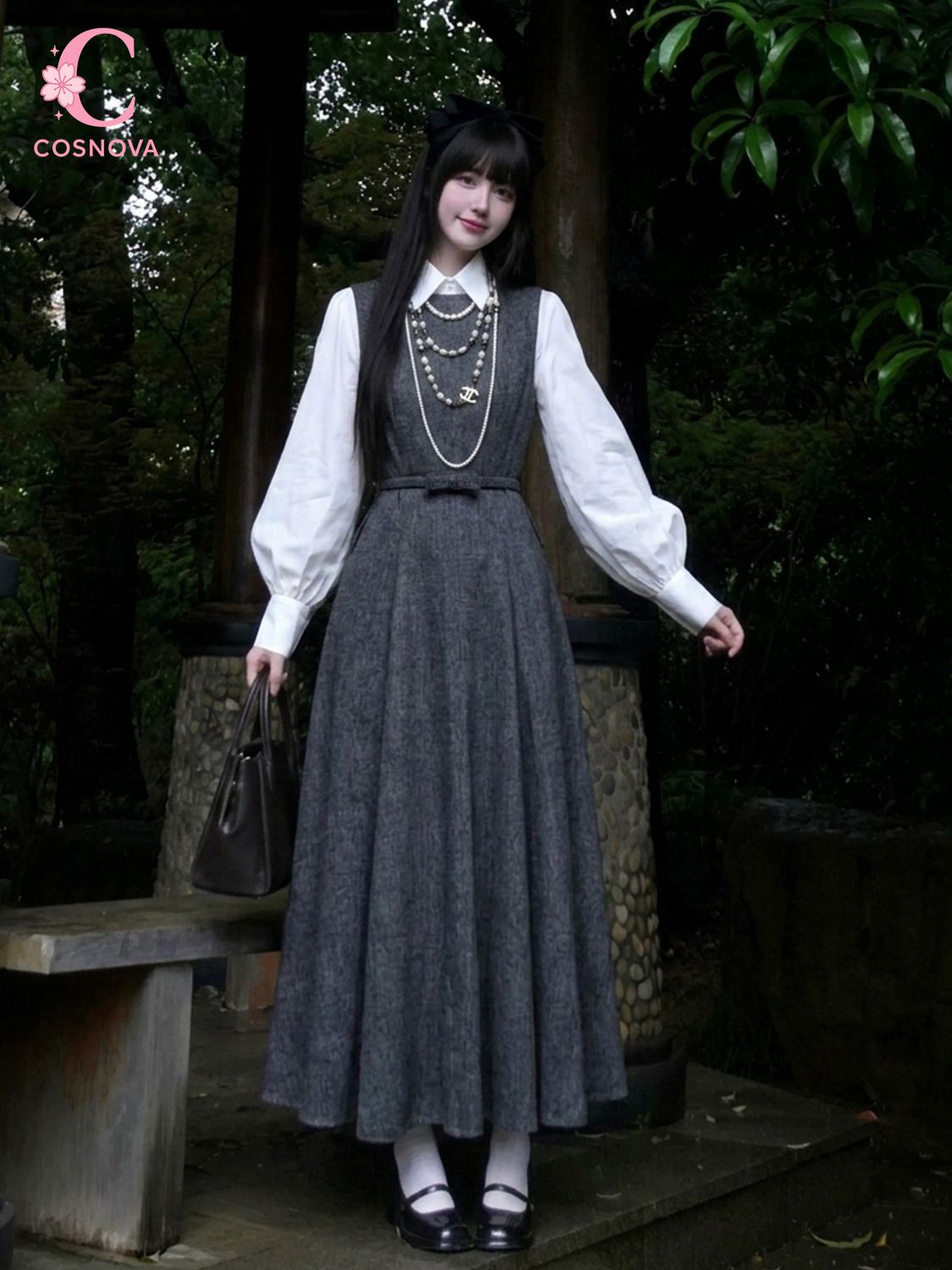 Set Abito 2 Pezzi Stile Hepbur - Korean Style A Line Shirt Dress recensione e prezzo