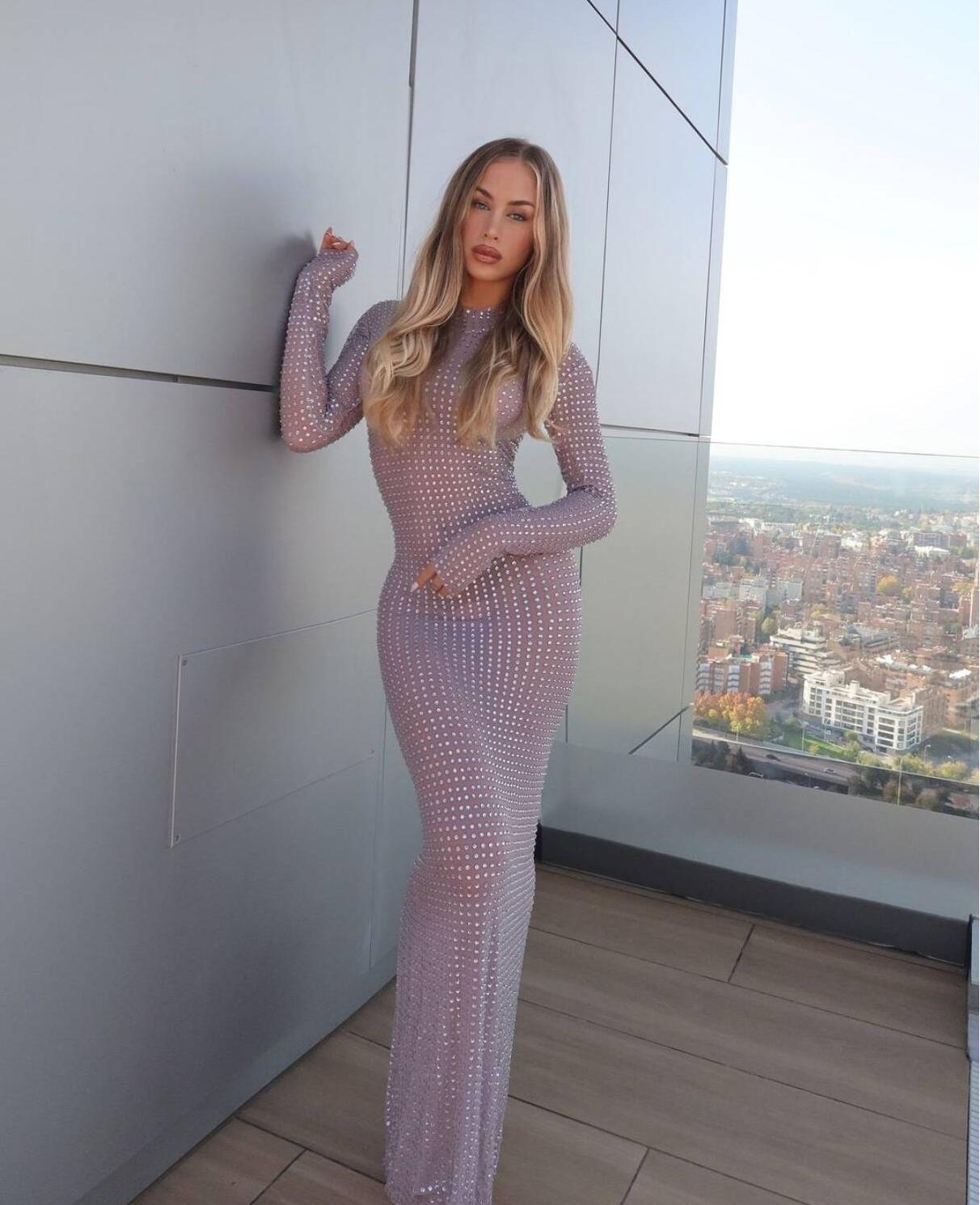 2025 Nuovo abito trasparente p - Sparkly Rhinestone Club Party Dress recensione e prezzo