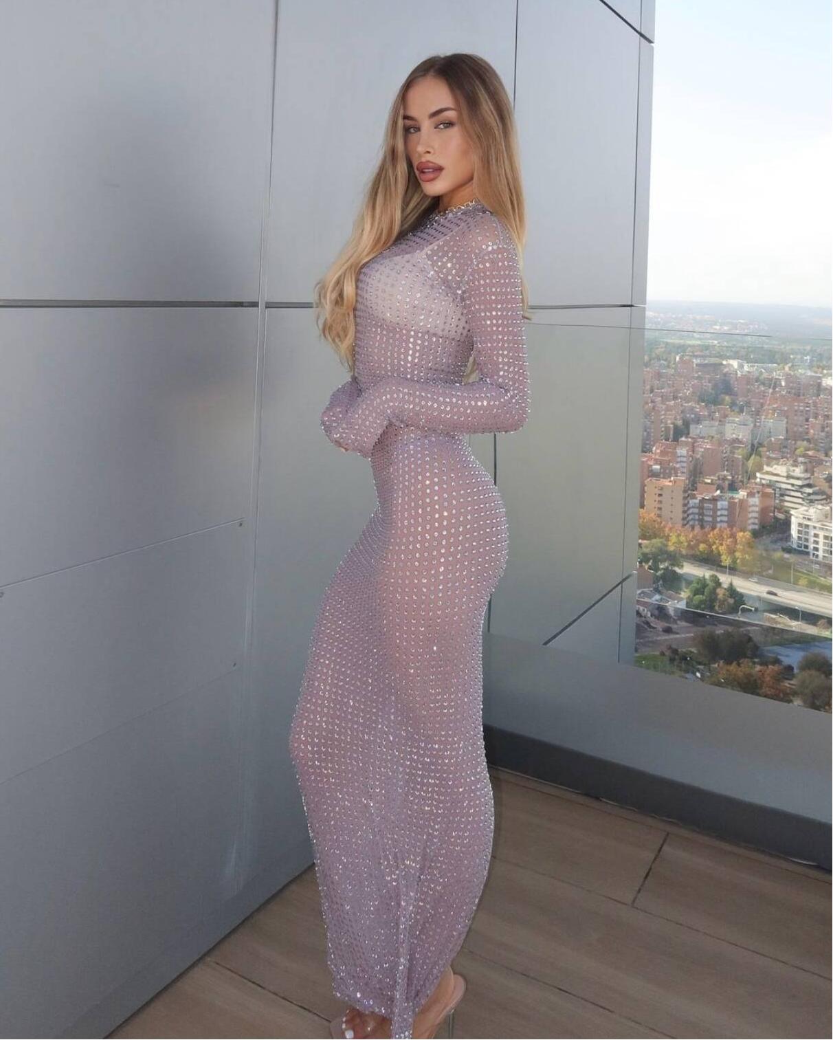 2025 Nuovo abito trasparente p - Sparkly Rhinestone Club Party Dress recensione e prezzo