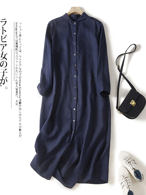 Abito chemisier casual in coto - Casual Loose Linen Shirt Dress recensione e prezzo