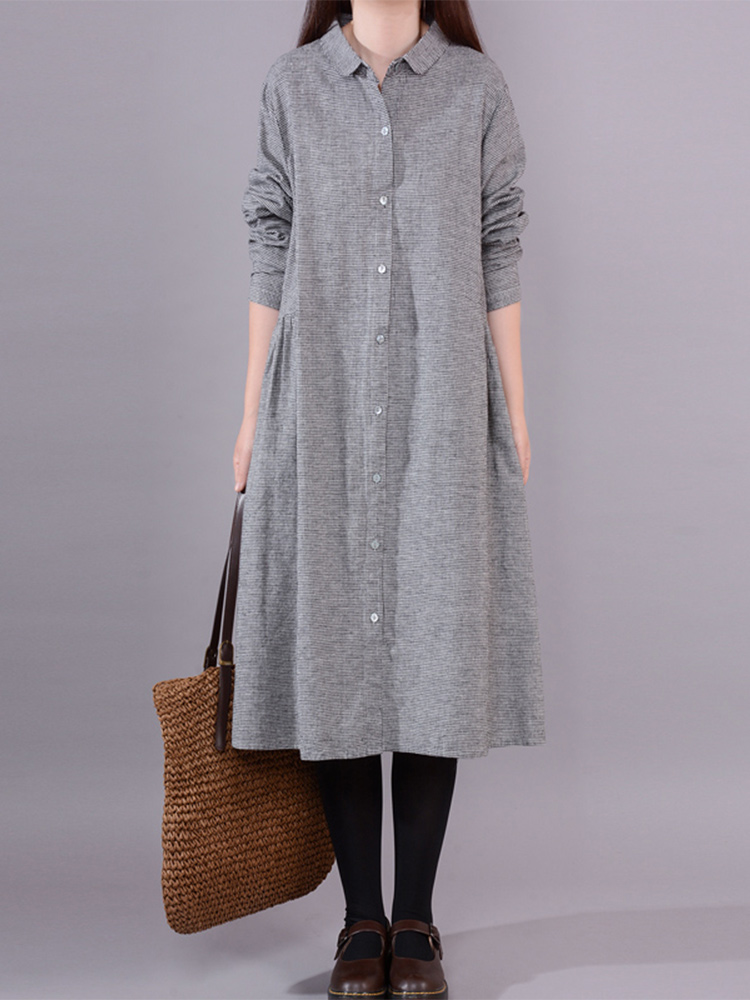 Abito chemisier da donna a man - Korean Style A Line Shirt Dress recensione e prezzo