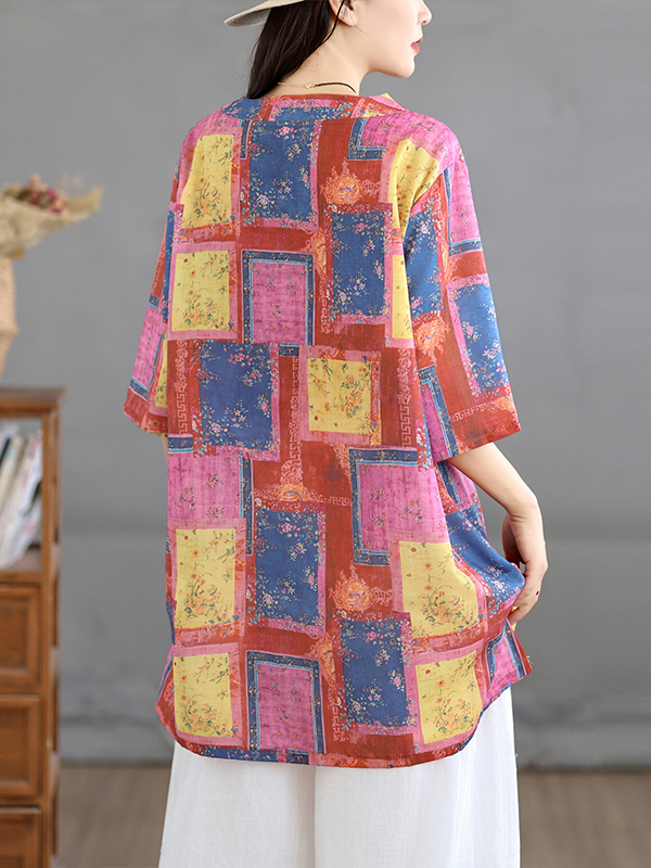 Top Casual in Lino Stampato, S - Casual Loose Linen Shirt Dress recensione e prezzo