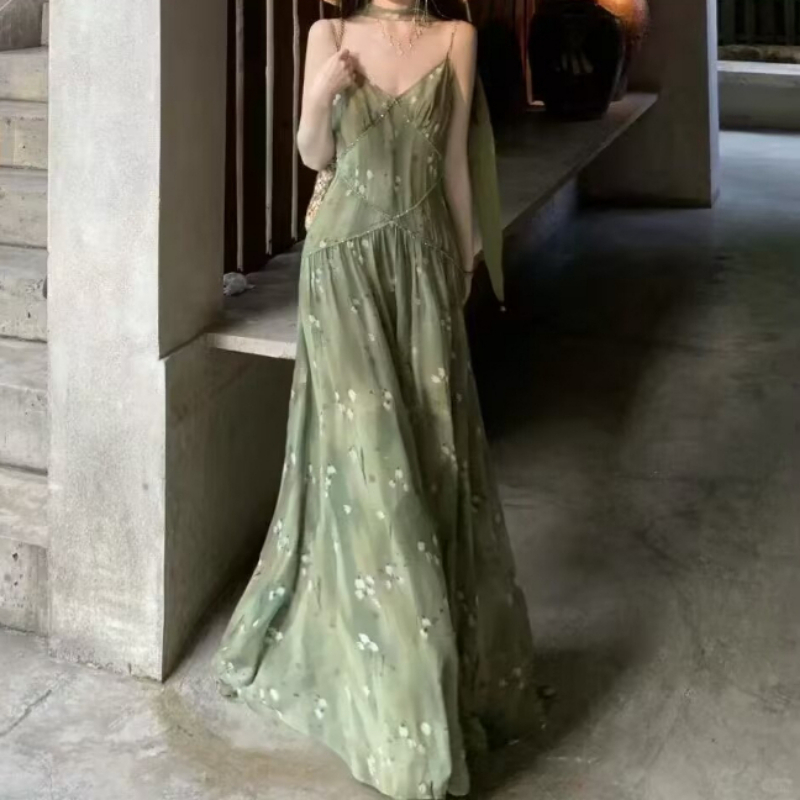 2025 Nuovo Vintage Elegante Fr - French Vintage Floral Midi Dress recensione e prezzo