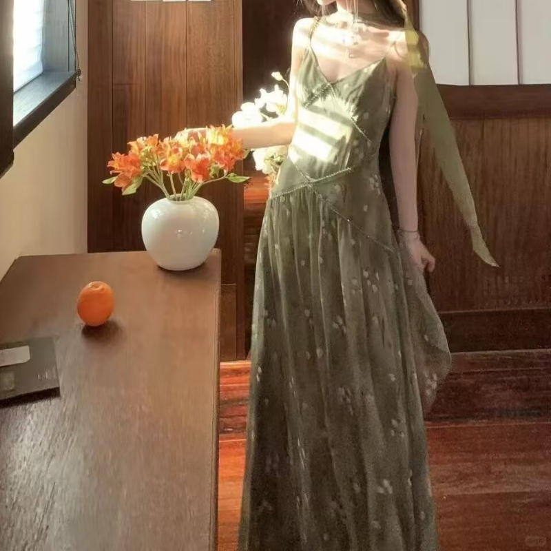 2025 Nuovo Vintage Elegante Fr - French Vintage Floral Midi Dress recensione e prezzo