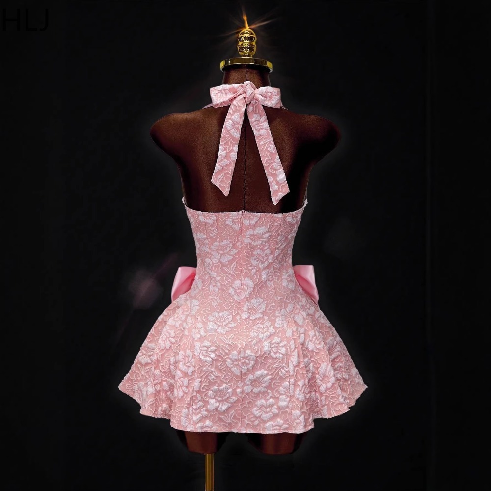 HLJ Y2K Abito Sexy Jacquard Pa - Y2K Backless Halter Mini Dress recensione e prezzo