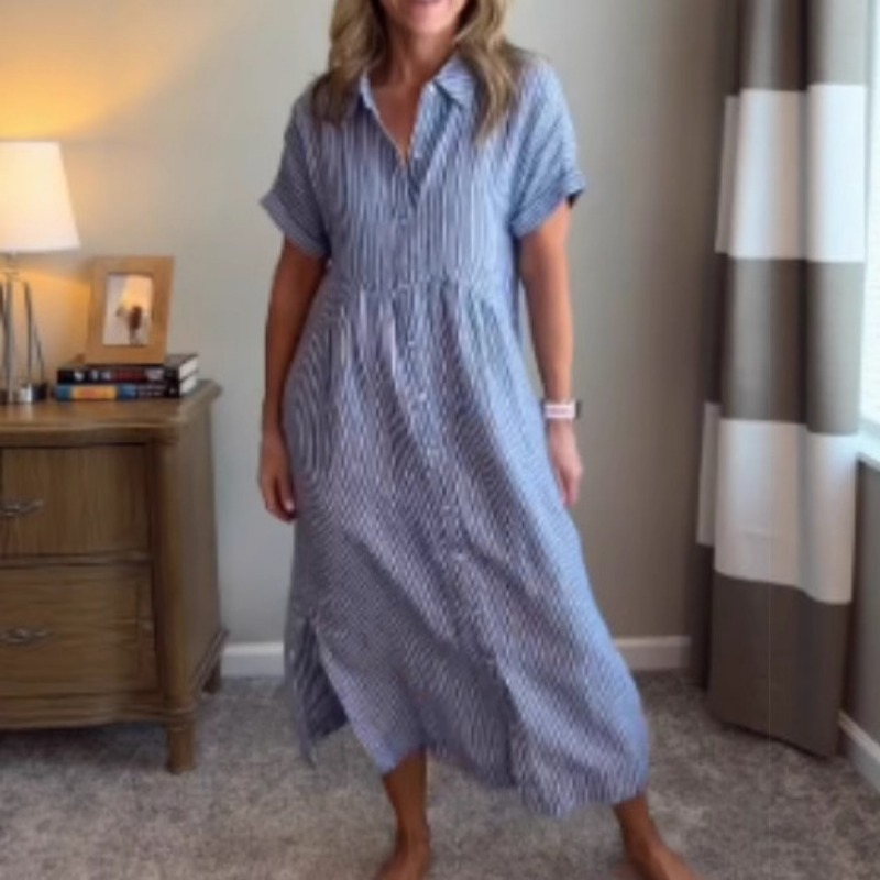 Abito a Camicia a Righe da Don - Casual Loose Linen Shirt Dress recensione e prezzo