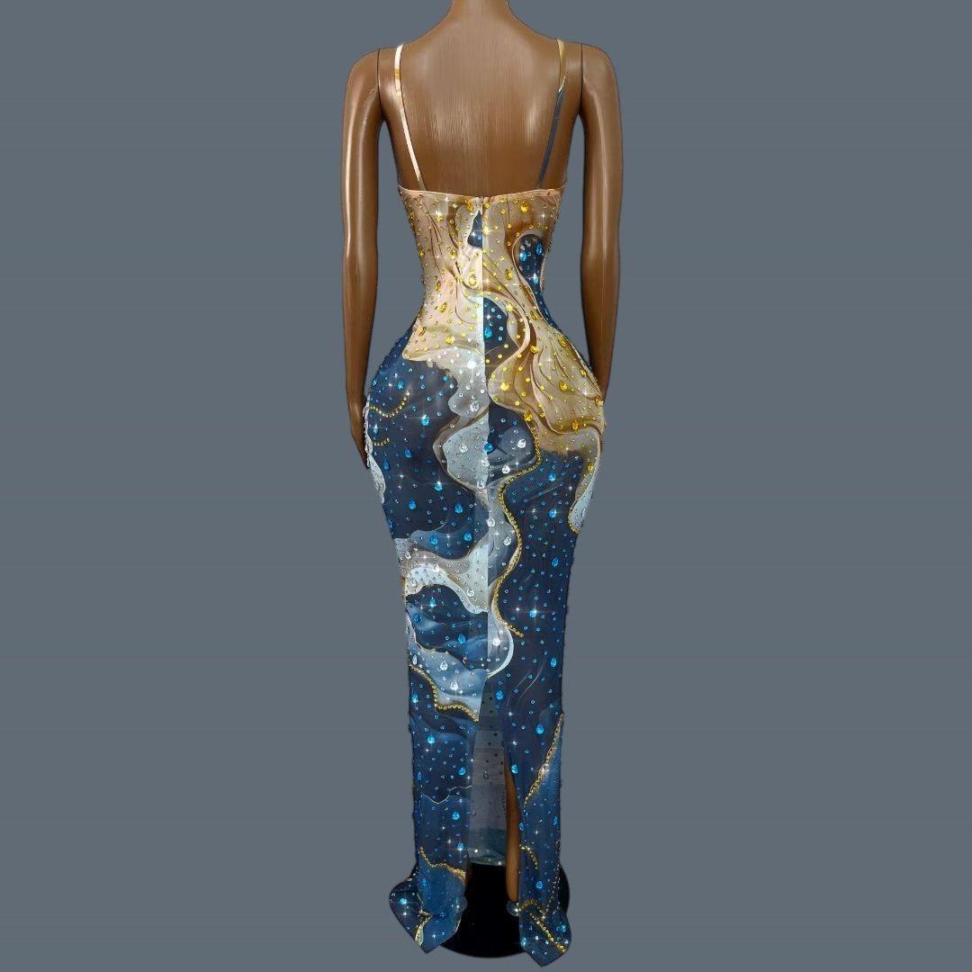 Abito da sera lungo e sensuale - Sparkly Rhinestone Club Party Dress recensione e prezzo
