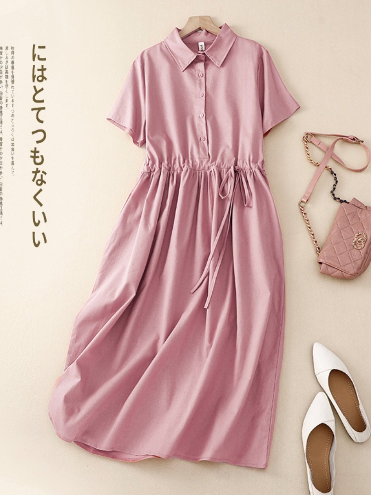 Abito Estivo da Donna in Coton - Korean Style A Line Shirt Dress recensione e prezzo