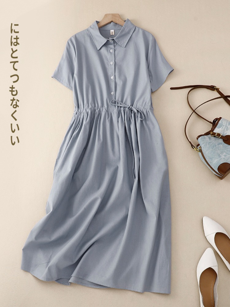Abito Estivo da Donna in Coton - Korean Style A Line Shirt Dress recensione e prezzo