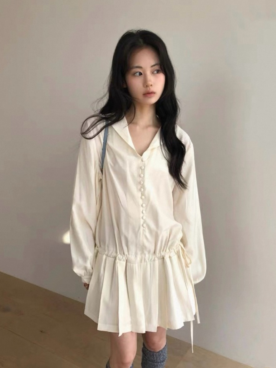 Abito camicia a maniche lunghe - Korean Style A Line Shirt Dress recensione e prezzo