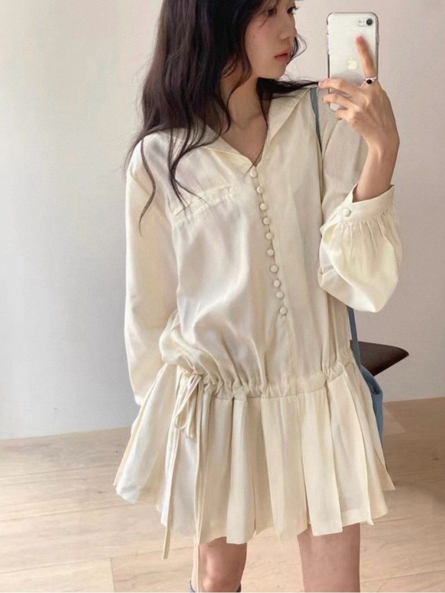 Abito camicia a maniche lunghe - Korean Style A Line Shirt Dress recensione e prezzo