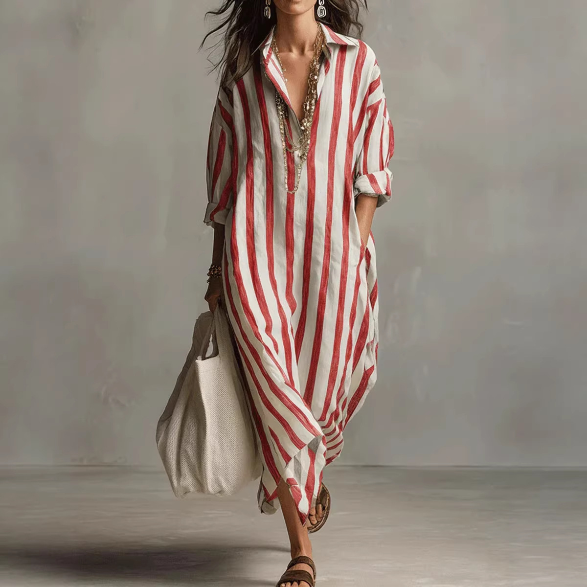 Abito lungo estivo elegante in - Casual Loose Linen Shirt Dress recensione e prezzo