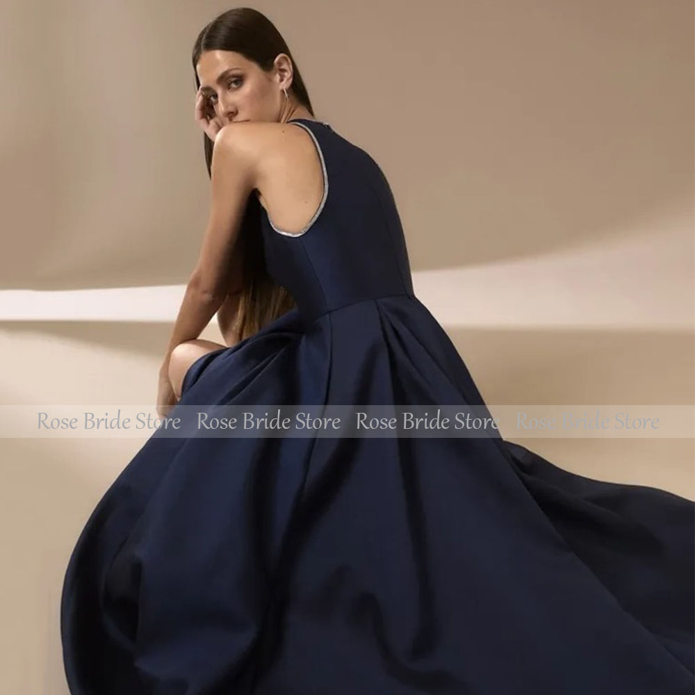 Abiti da sera in raso blu navy - Elegant Satin Evening Gown Split recensione e prezzo