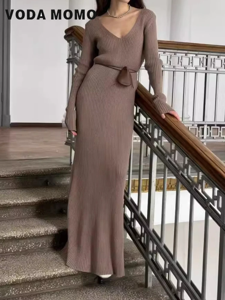 Maniche lunghe Abiti maxi ader - Bodycon Long Sleeve Ribbed Dress recensione e prezzo